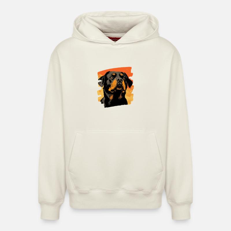 Rottweiler - Sweat à capuche unisexe décontracté en coton biologique – de SPREAD - blanc cassé