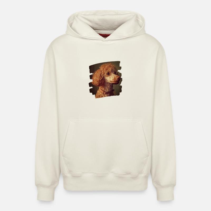 Caniche - Sweat à capuche unisexe décontracté en coton biologique – de SPREAD - blanc cassé