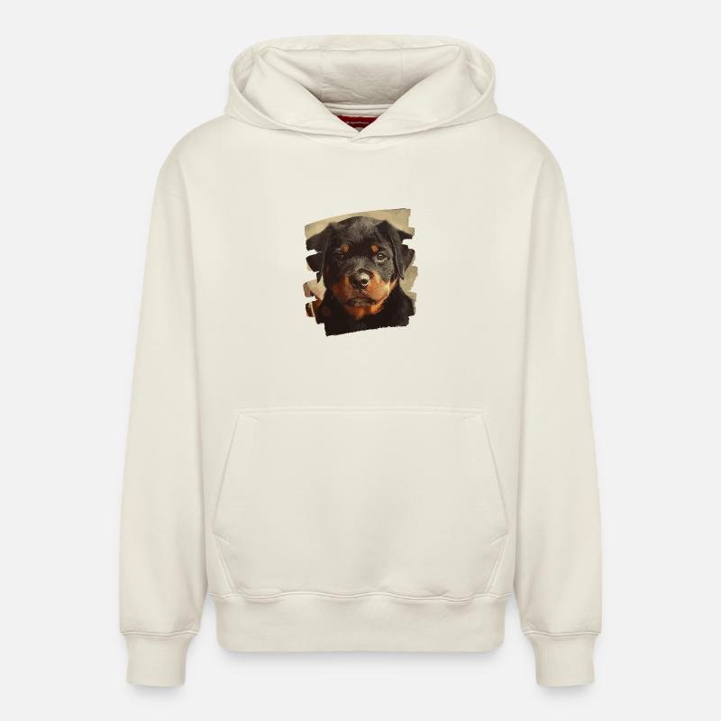 Rottweiler - Sweat à capuche unisexe décontracté en coton biologique – de SPREAD - blanc cassé