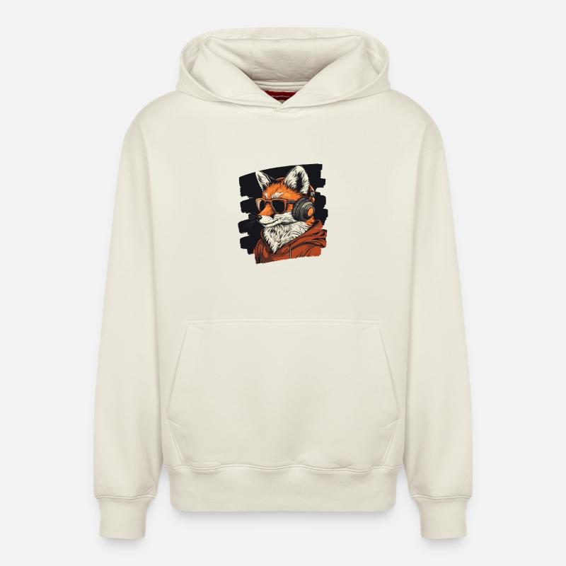 Fuchs Kopfhörer - Relaxed Unisex Organic Hoodie – von SPREAD - Naturweiß