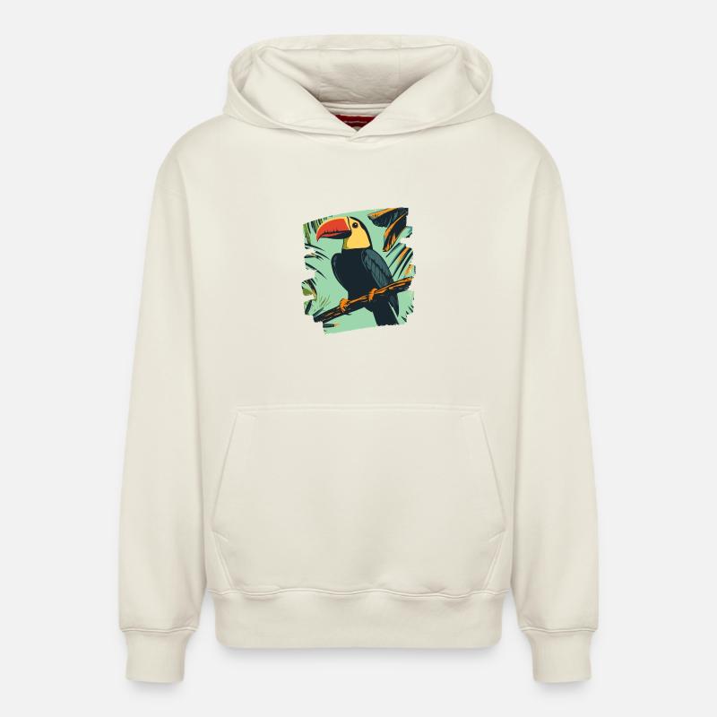 Toucan - Sweat à capuche unisexe décontracté en coton biologique – de SPREAD - blanc cassé