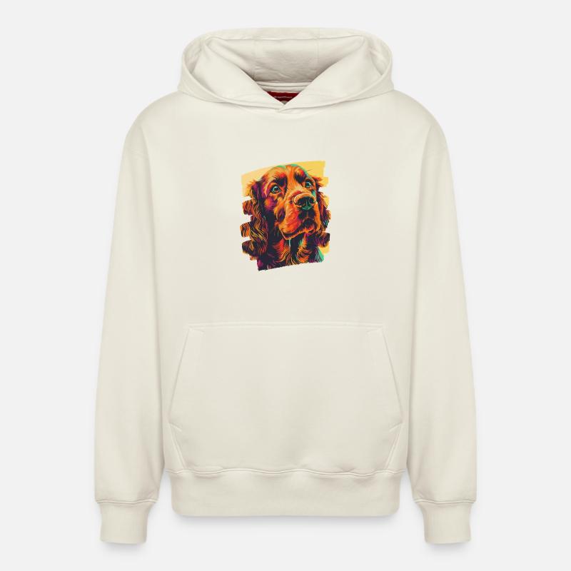 Cocker Spaniel - Sweat à capuche unisexe décontracté en coton biologique – de SPREAD - blanc cassé