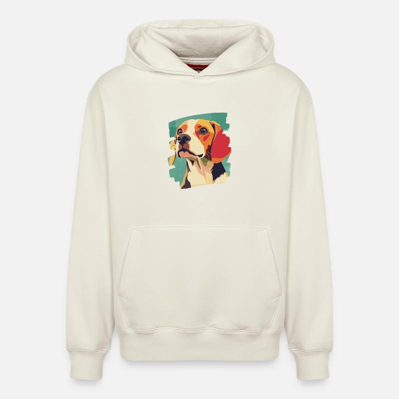 Beagle - Sweat à capuche unisexe décontracté en coton biologique – de SPREAD - blanc cassé