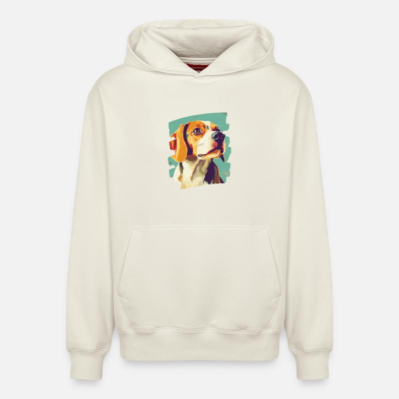 Beagle - Sweat à capuche unisexe décontracté en coton biologique – de SPREAD - blanc cassé