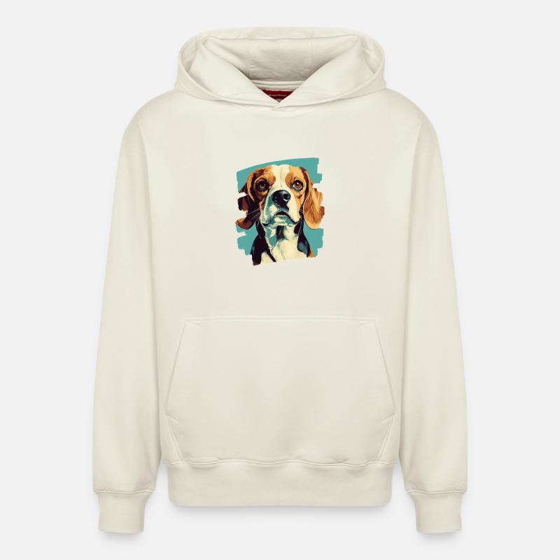 Beagle - Sweat à capuche unisexe décontracté en coton biologique – de SPREAD - blanc cassé