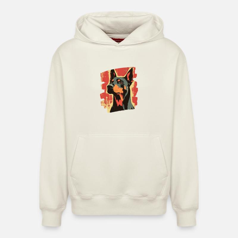 Doberman - Sweat à capuche unisexe décontracté en coton biologique – de SPREAD - blanc cassé