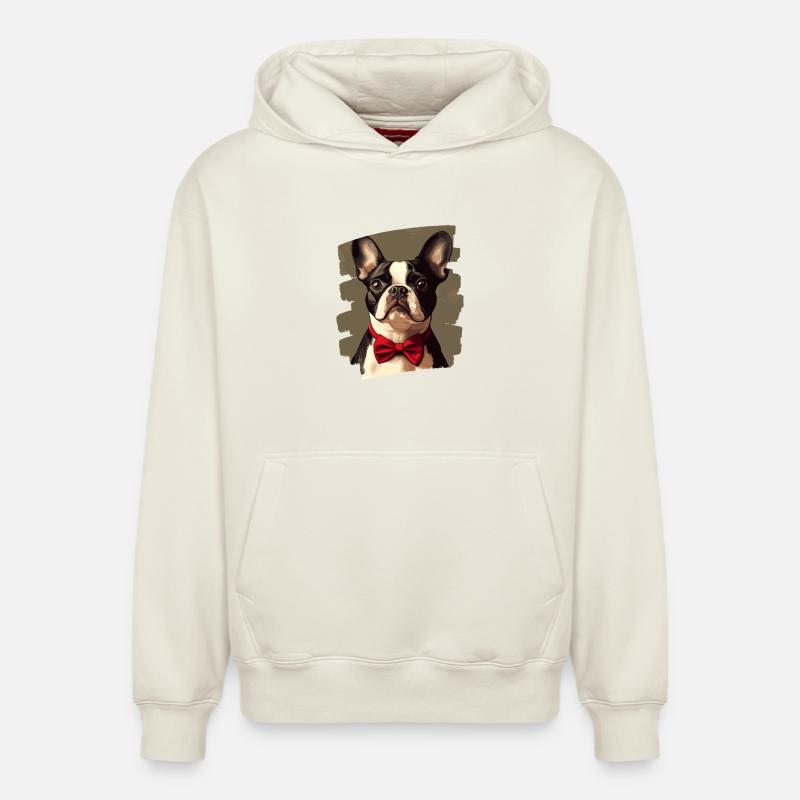 Boston Terrier - Sweat à capuche unisexe décontracté en coton biologique – de SPREAD - blanc cassé