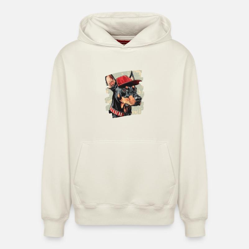 Doberman - Sweat à capuche unisexe décontracté en coton biologique – de SPREAD - blanc cassé