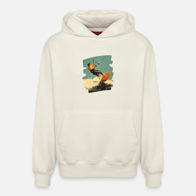 Kitesurfeurs - Sweat à capuche unisexe décontracté en coton biologique – de SPREAD - blanc cassé