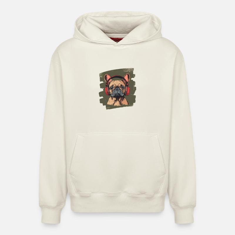 Bouledogue français Frenchie - Sweat à capuche unisexe décontracté en coton biologique – de SPREAD - blanc cassé