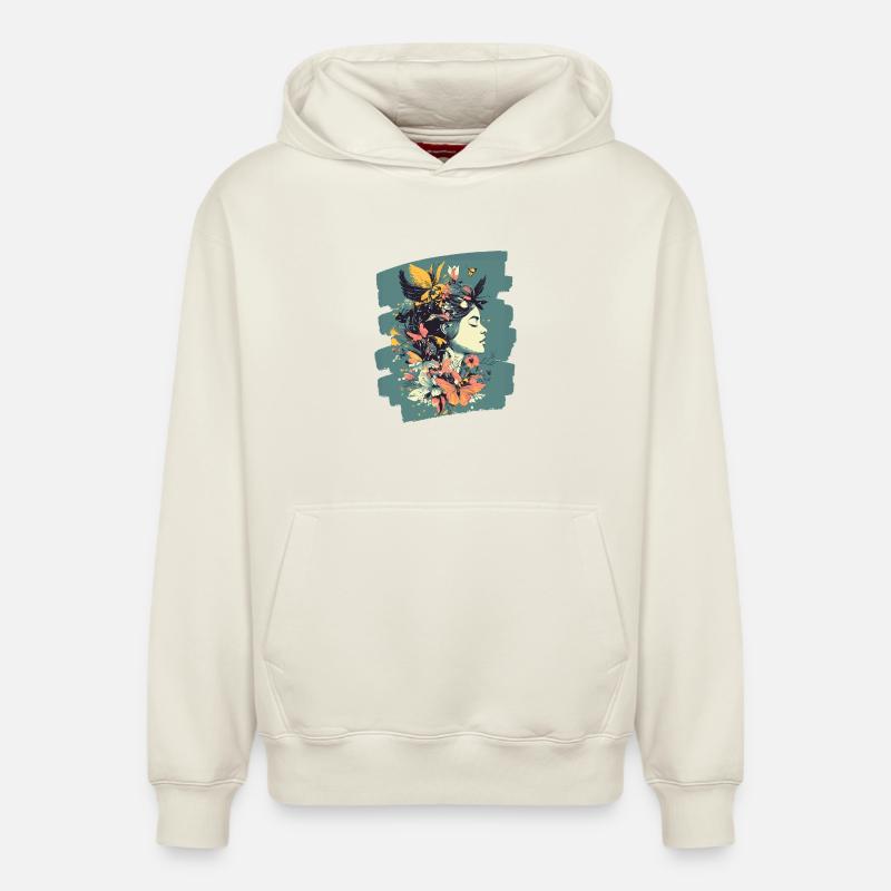 Printemps Printemps Début Fleurs - Sweat à capuche unisexe décontracté en coton biologique – de SPREAD - blanc cassé