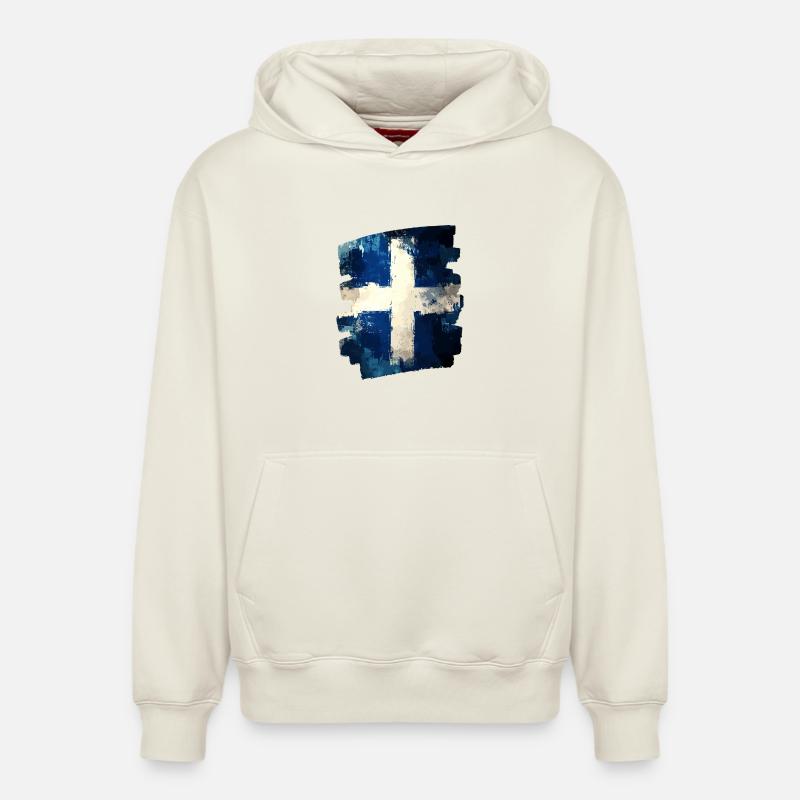 Drapeau finlandais Finlande - Sweat à capuche unisexe décontracté en coton biologique – de SPREAD - blanc cassé