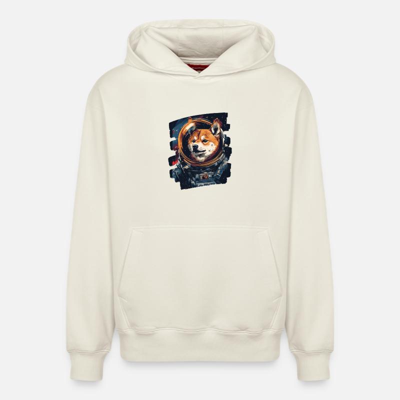 Astronaute Shiba - Sweat à capuche unisexe décontracté en coton biologique – de SPREAD - blanc cassé