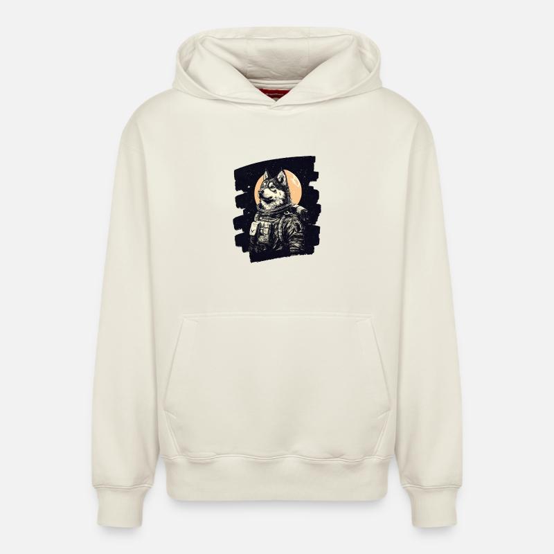 Astronaute husky - Sweat à capuche unisexe décontracté en coton biologique – de SPREAD - blanc cassé