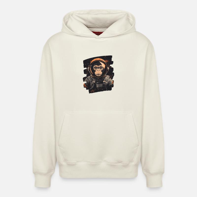Singe astronaute - Sweat à capuche unisexe décontracté en coton biologique – de SPREAD - blanc cassé