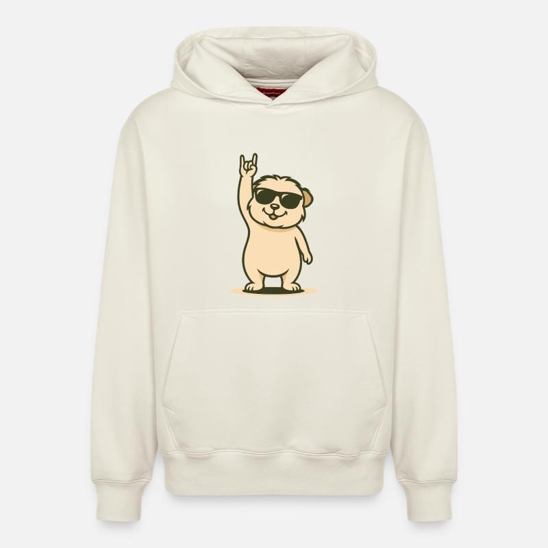Cochon d’Inde Rock’n’Roll - Sweat à capuche unisexe décontracté en coton biologique – de SPREAD - blanc cassé