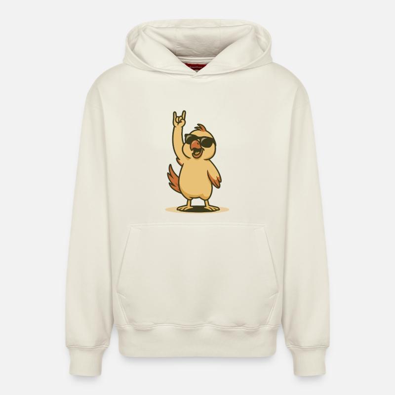 Cool Perroquet Poussin Rocker Style - Sweat à capuche unisexe décontracté en coton biologique – de SPREAD - blanc cassé