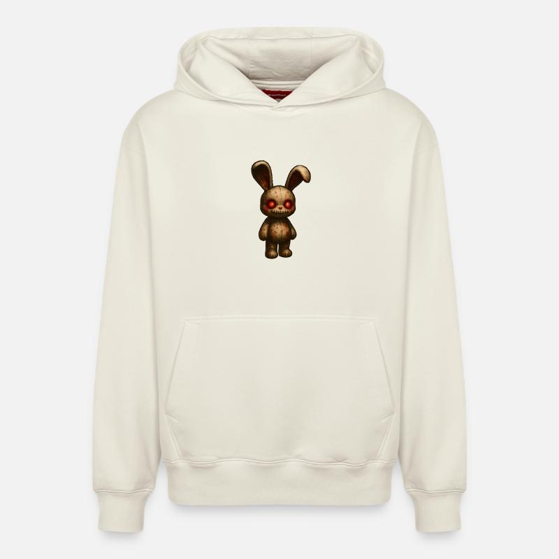 Poupée Lapin Étrange, Style Halloween - Sweat à capuche unisexe décontracté en coton biologique – de SPREAD - blanc cassé