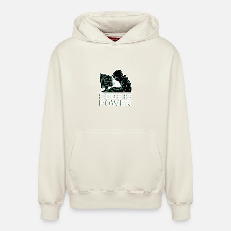 Cyber Hacker Code Unendliches Design - Relaxed Unisex Organic Hoodie – von SPREAD - Naturweiß