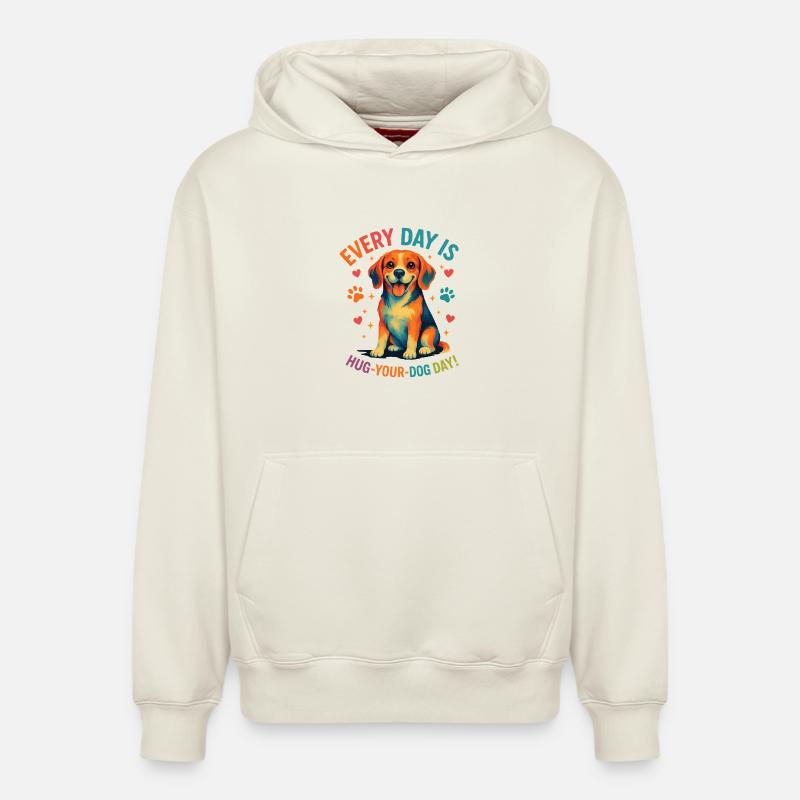 Beagle - Sweat à capuche unisexe décontracté en coton biologique – de SPREAD - blanc cassé