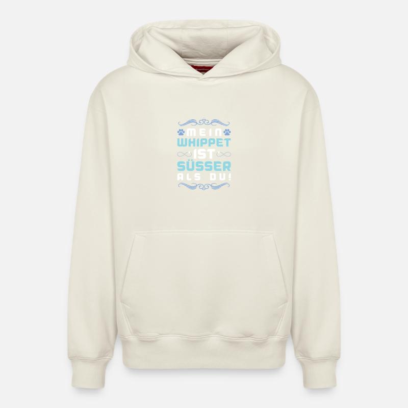 Dicton de chien whippet - Sweat à capuche unisexe décontracté en coton biologique – de SPREAD - blanc cassé