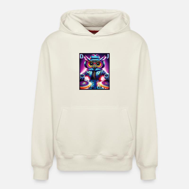 DJ HIBOU - Sweat à capuche unisexe décontracté en coton biologique – de SPREAD - blanc cassé