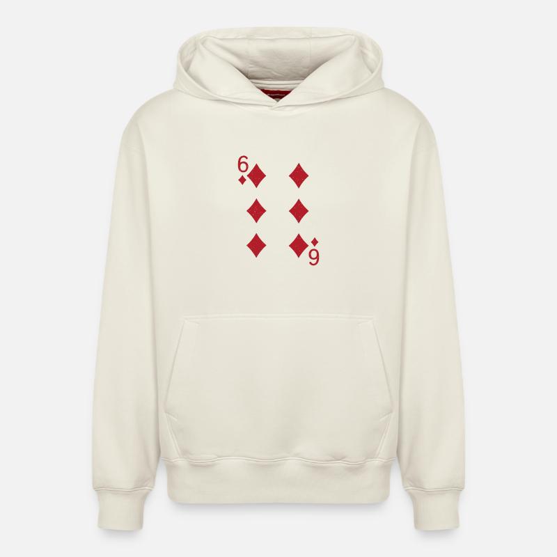 Carte Six Diamants - Sweat à capuche unisexe décontracté en coton biologique – de SPREAD - blanc cassé