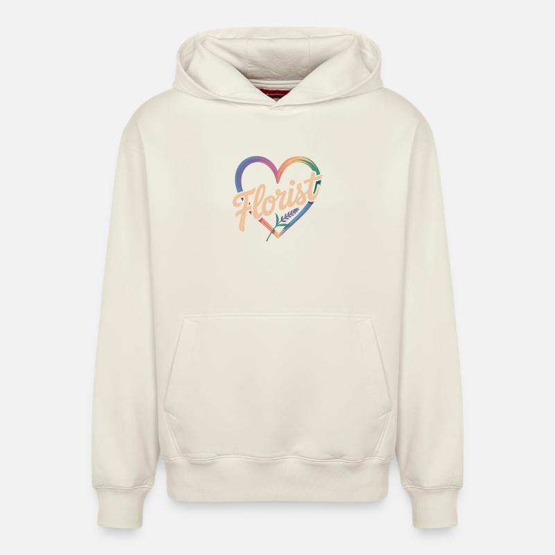 fleuriste - Sweat à capuche unisexe décontracté en coton biologique – de SPREAD - blanc cassé
