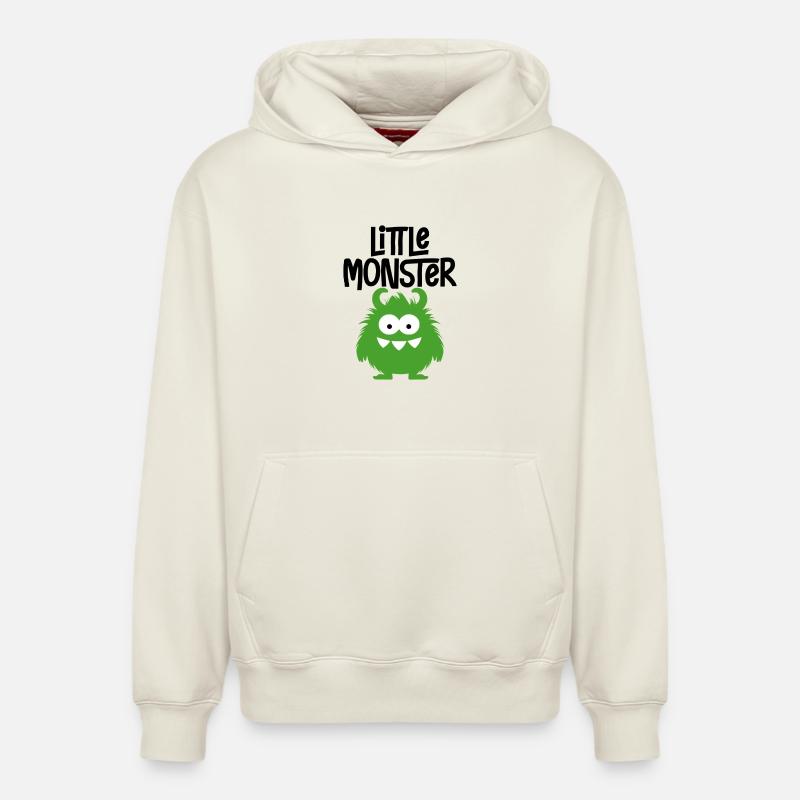 petit monstre - Sweat à capuche unisexe décontracté en coton biologique – de SPREAD - blanc cassé