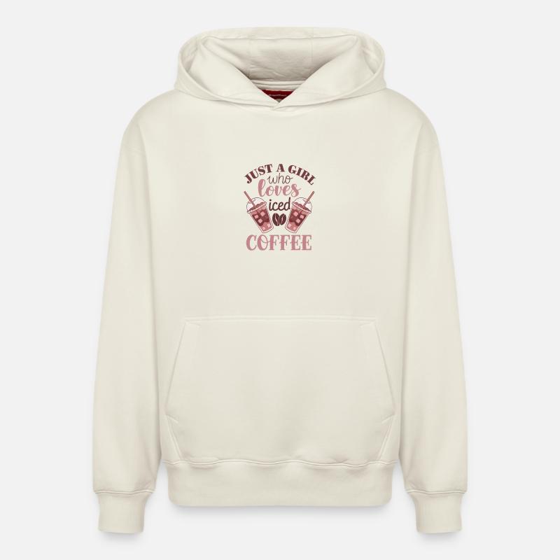 Mädchen, das Eiskaffee liebt - Relaxed Unisex Organic Hoodie – von SPREAD - Naturweiß
