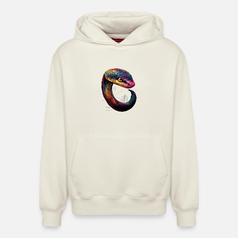 Schlange Python Kobra Klapperschlange Schlangen - Relaxed Unisex Organic Hoodie – von SPREAD - Naturweiß