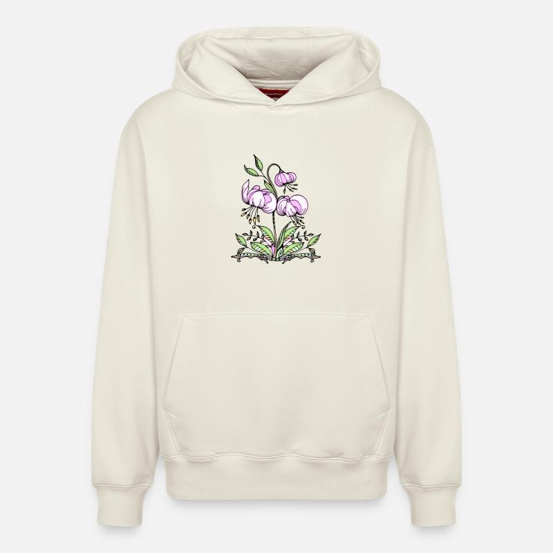 Fleur - Sweat à capuche unisexe décontracté en coton biologique – de SPREAD - blanc cassé