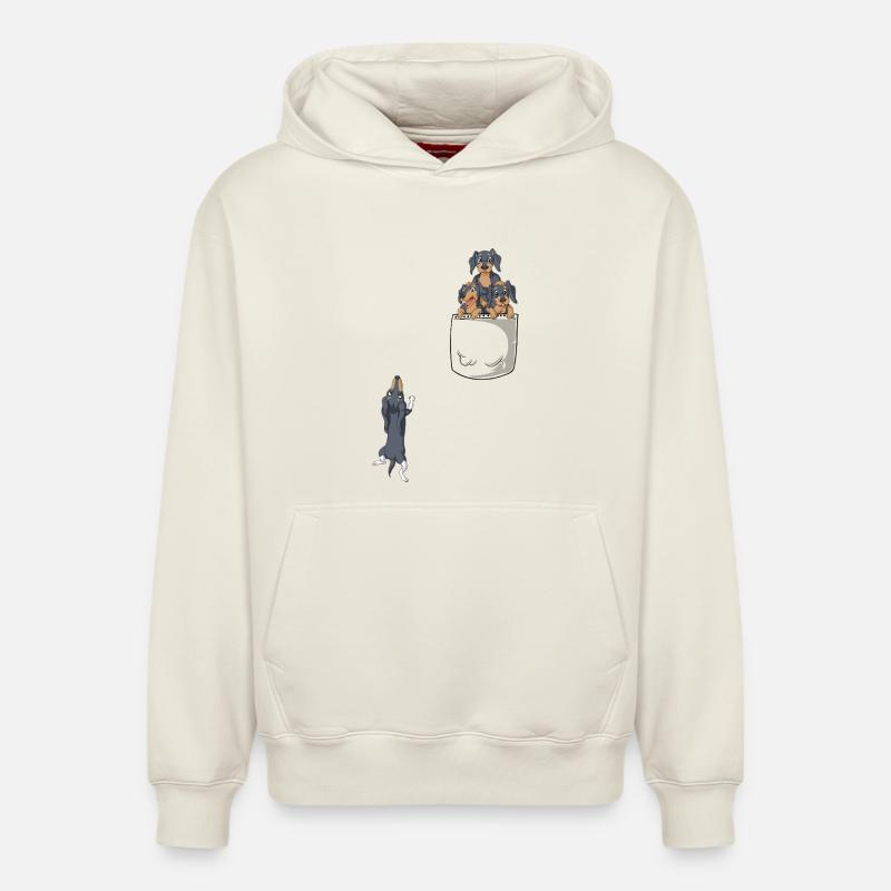 T-shirt de poche teckel - Sweat à capuche unisexe décontracté en coton biologique – de SPREAD - blanc cassé