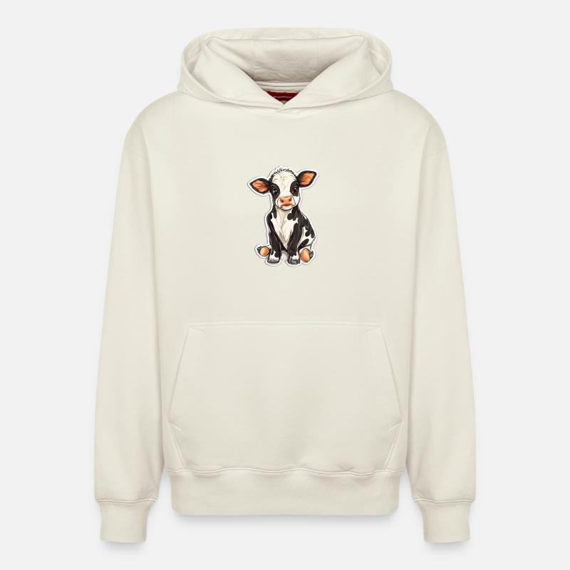 Vache - Sweat à capuche unisexe décontracté en coton biologique – de SPREAD - blanc cassé