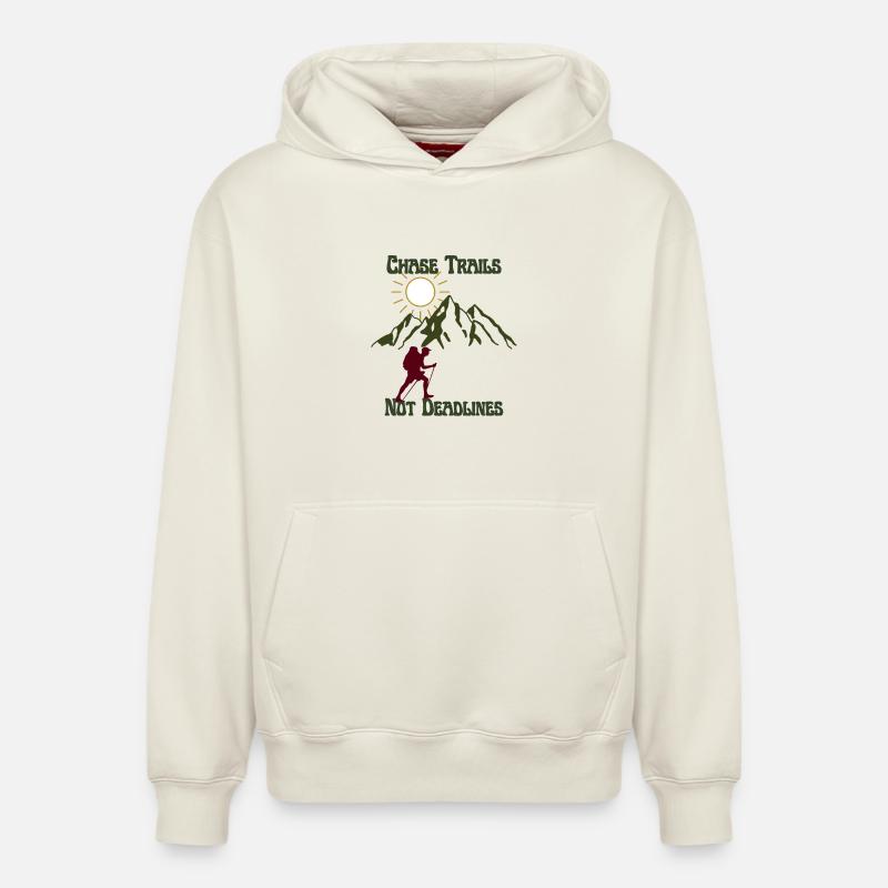 Chase Trails Not Deadlines - Sweat à capuche unisexe décontracté en coton biologique – de SPREAD - blanc cassé