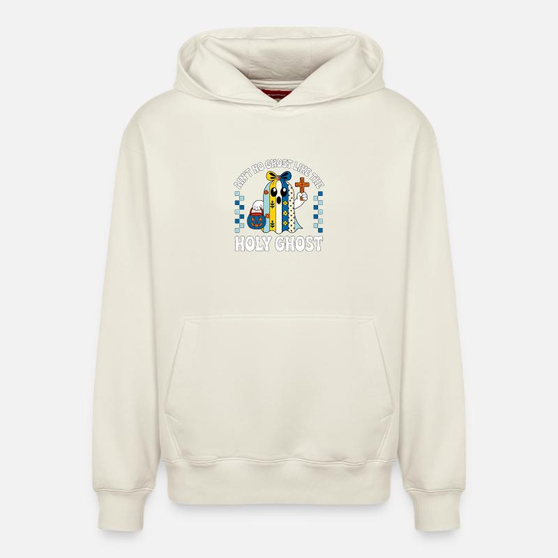 Ain't_No_Ghost_Like_The_Holy_Ghost - Sweat à capuche unisexe décontracté en coton biologique – de SPREAD - blanc cassé