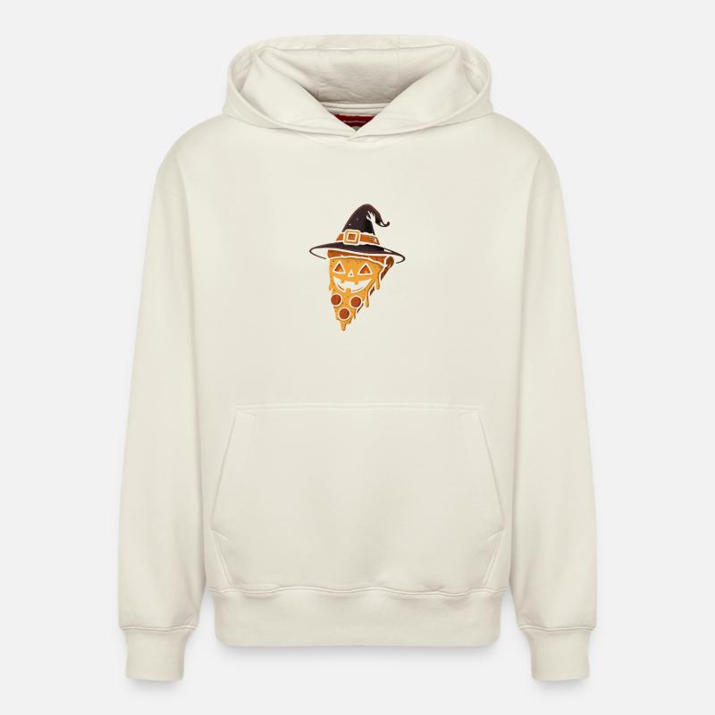 Kürbispizza mit Hexenhut - Relaxed Unisex Organic Hoodie – von SPREAD - Naturweiß