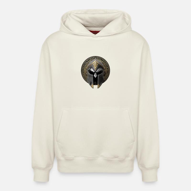 Casque Spartiate Gladiator - Sweat à capuche unisexe décontracté en coton biologique – de SPREAD - blanc cassé
