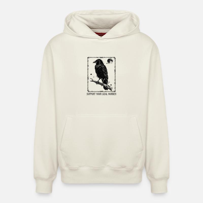 Support your local Murder - Krähe - Relaxed Unisex Organic Hoodie – von SPREAD - Naturweiß