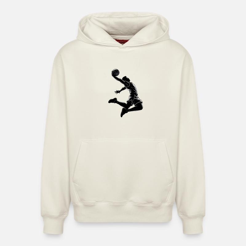 Basketball Dunk - Cool Silhouette Logo - Sweat à capuche unisexe décontracté en coton biologique – de SPREAD - blanc cassé