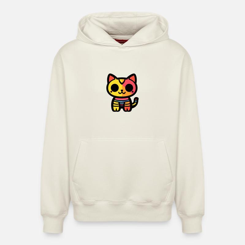 Chat Halloween Zombie - Sweat à capuche unisexe décontracté en coton biologique – de SPREAD - blanc cassé