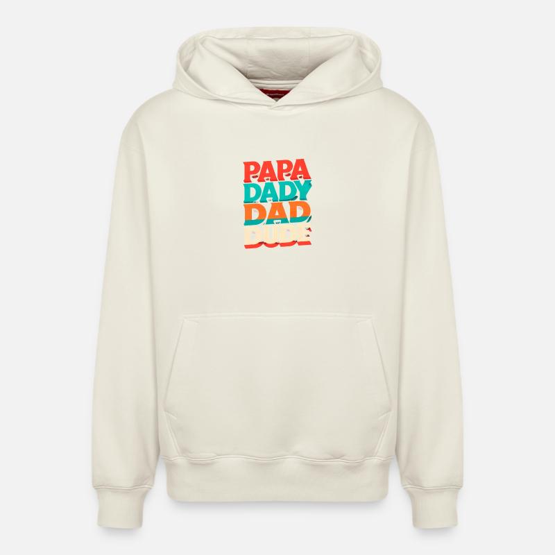 Papa Dude Rétro Arc-en-ciel - Sweat à capuche unisexe décontracté en coton biologique – de SPREAD - blanc cassé