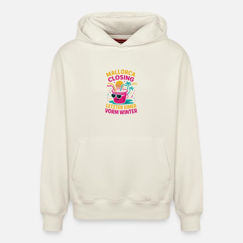 Mallorca Closing 2025 Letzter Eimer - Relaxed Unisex Organic Hoodie – von SPREAD - Naturweiß