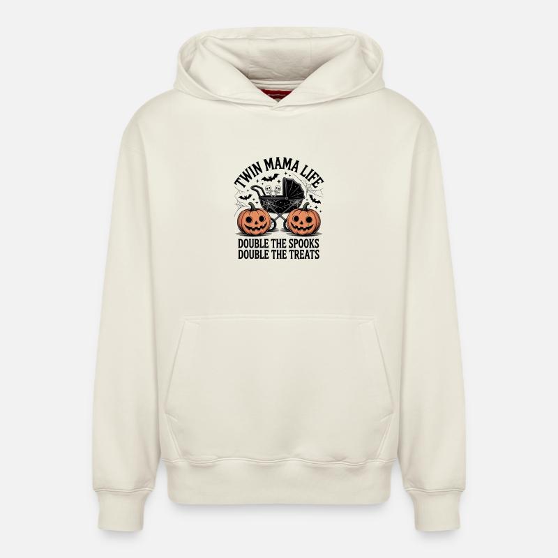 Halloween Double Bébé Hanté - Sweat à capuche unisexe décontracté en coton biologique – de SPREAD - blanc cassé