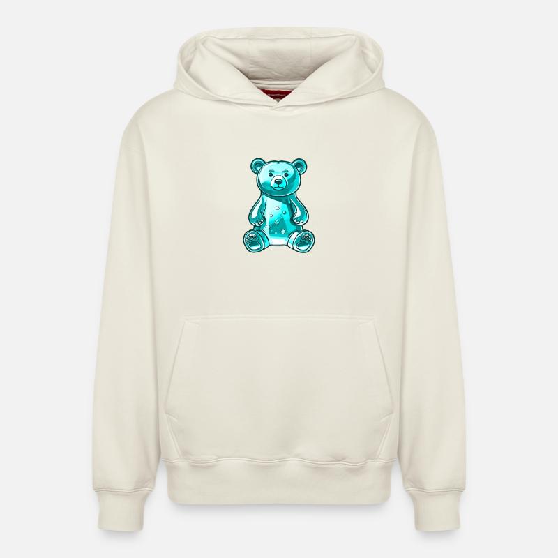 Ourson gommeux Turquoise - Sweat à capuche unisexe décontracté en coton biologique – de SPREAD - blanc cassé