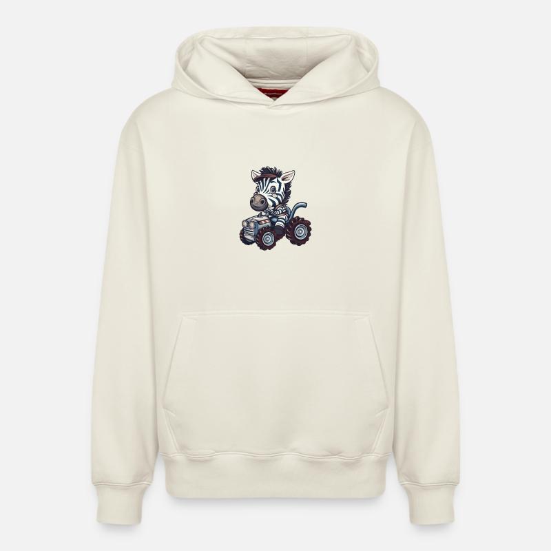 Zebra Traktor Farmer - Relaxed Unisex Organic Hoodie – von SPREAD - Naturweiß