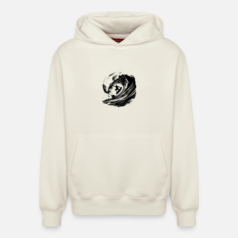 Surfer Design Surf - Sweat à capuche unisexe décontracté en coton biologique – de SPREAD - blanc cassé