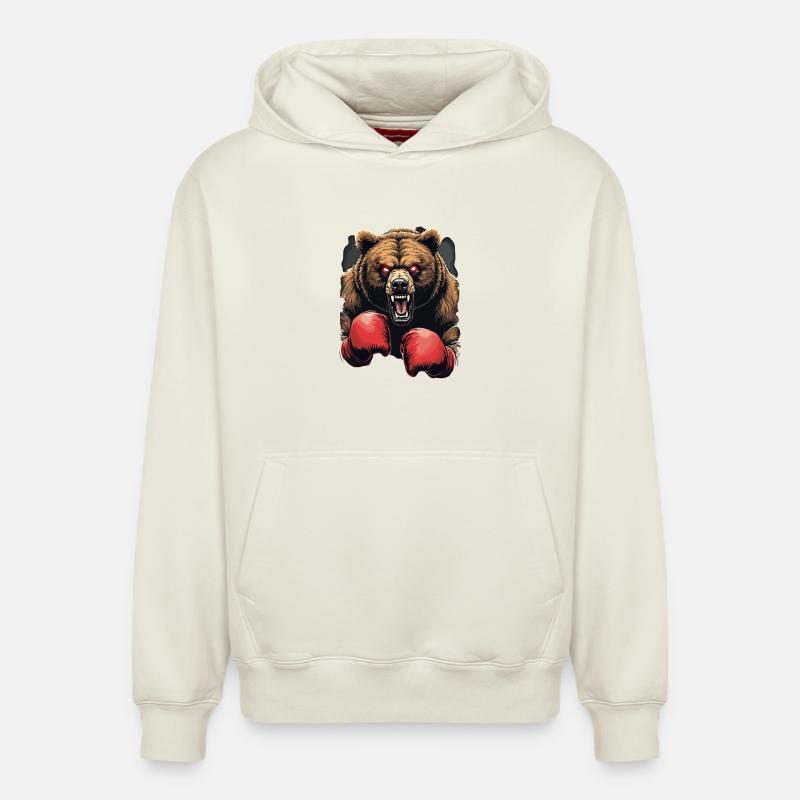 boxe - Sweat à capuche unisexe décontracté en coton biologique – de SPREAD - blanc cassé