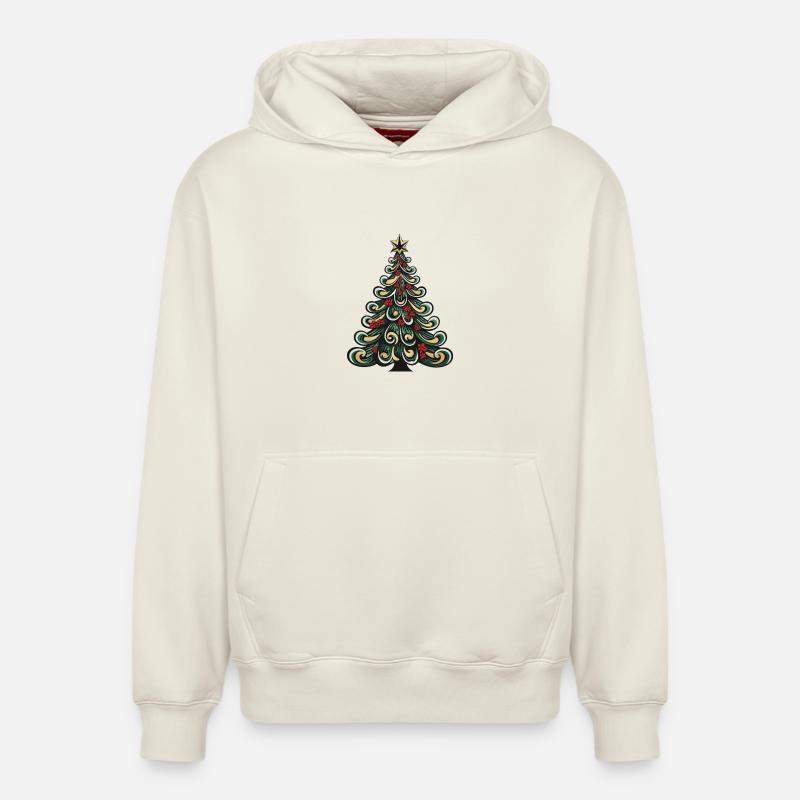 Sapin de Noël Noël - Sweat à capuche unisexe décontracté en coton biologique – de SPREAD - blanc cassé