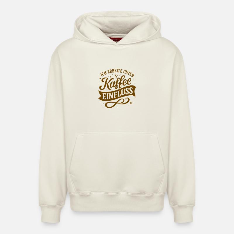 Ich arbeite unter Kaffee-Einfluss - Relaxed Unisex Organic Hoodie – von SPREAD - Naturweiß
